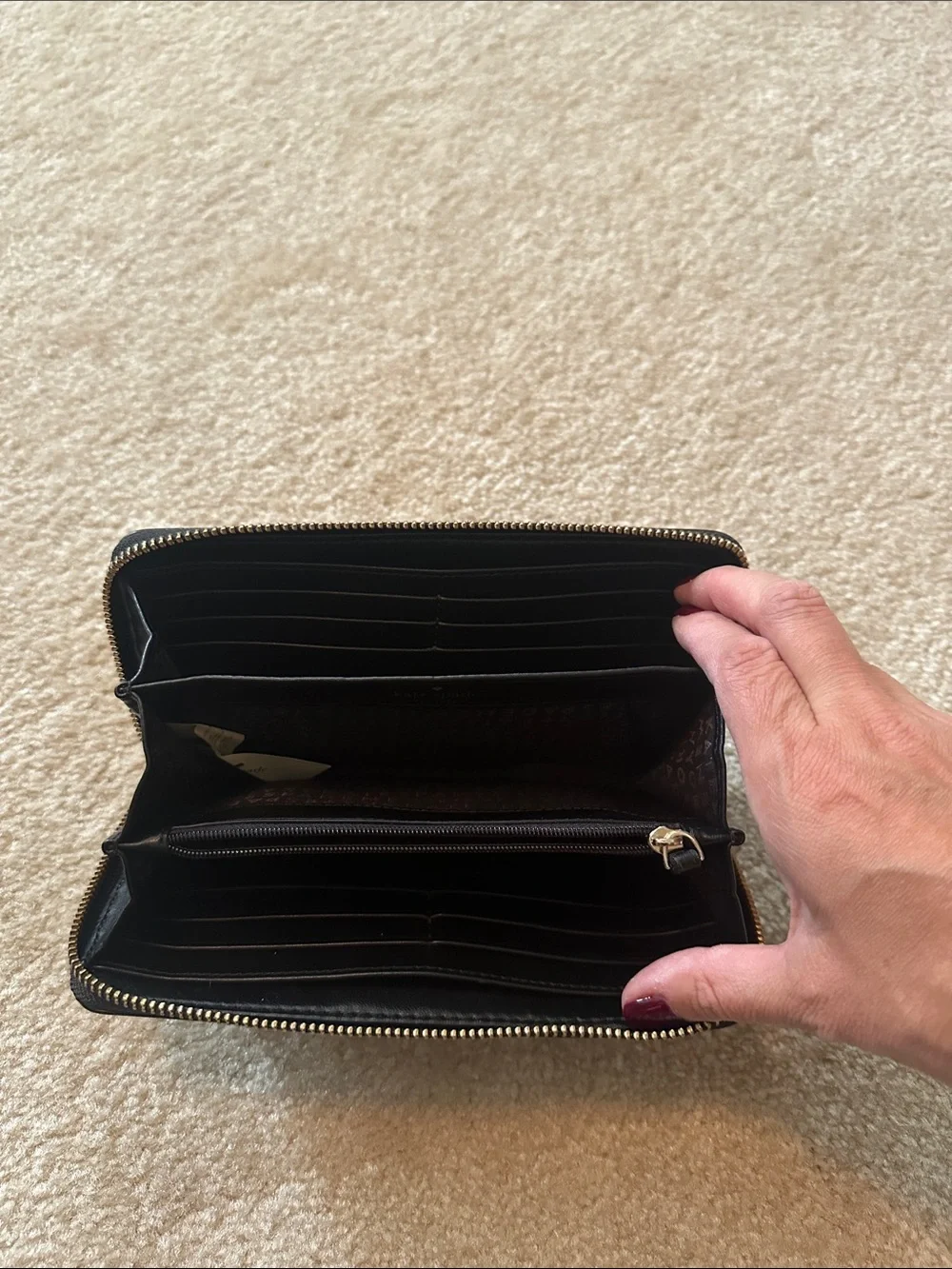 Kate Spade Black and White Dotted Zip Wallet